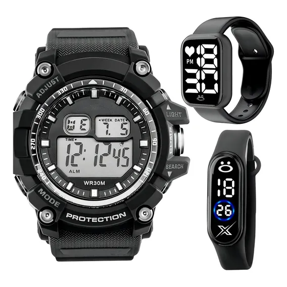 Rel贸gio Masculino Digital Prova Dagua + Relogio Bracelete Foto 1