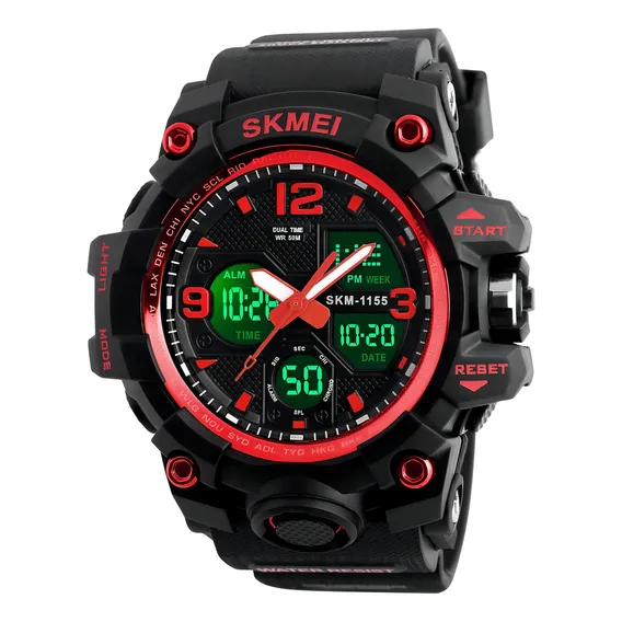 Rel贸gio Masculino Esportivo Digital Skmei 1155 Vermelho Foto 1