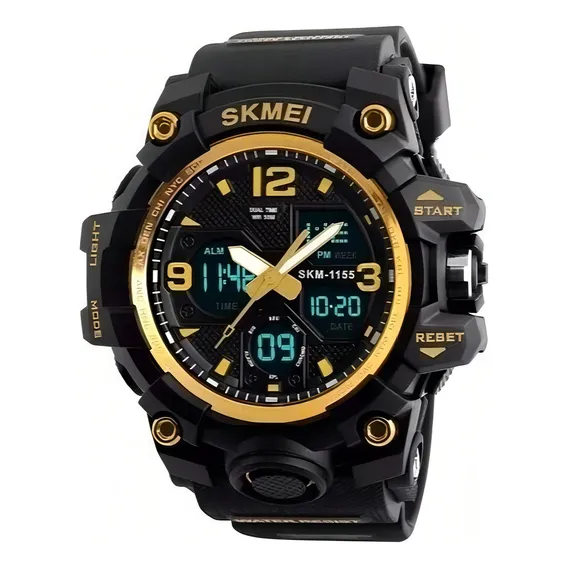 Relógio Masculino Esportivo Skmei 1155b Dourado Foto 1