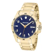Rel贸gio Masculino Magnum Dourado Azul Ma33095a Original Foto mini 1