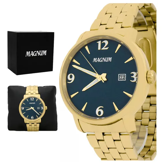 Relógio Masculino Magnum Dourado Elegante Original Ma34594a Foto 1