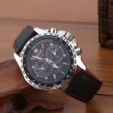 Rel贸gio Masculino Megir Men Quartz Preto Pulseira De Couro Foto mini 2