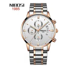 Relógio Masculino Nibosi 1985 Prata Dourado Branco Foto  mini 1