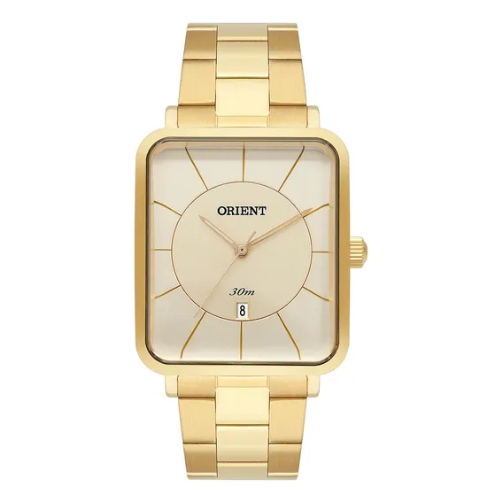 Relógio Masculino Orient GGSS1020 Dourado Quadrado Com Data Antigo+nf Foto 1