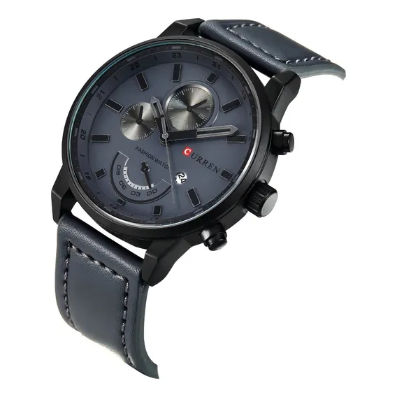 Relógio Masculino Original Curren Pulseira De Couro Aço Inox Foto 1