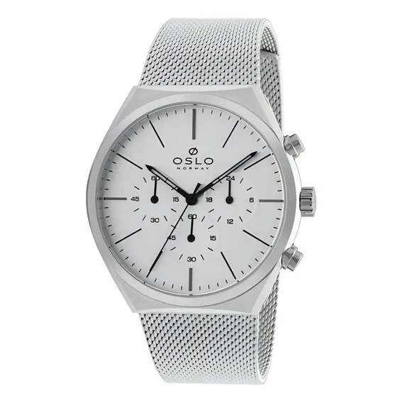 Rel贸gio Masculino Prata Cron贸grafo Vidro De Safira De Luxo Foto 1
