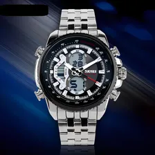 Rel贸gio Masculino Prata Skmei 0993 Digital E Anal贸gico Inox Foto mini 3