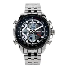Rel贸gio Masculino Prata Skmei 0993 Digital E Anal贸gico Inox Foto mini 1