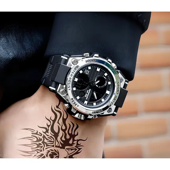 Rel贸gio Masculino Sanda Digital Resistente A 脕gua Preto Foto 1
