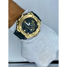 Relogio Masculino Shock Esportivo Prova DÃ gua Dourado Foto mini 3