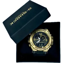 Relogio Masculino Shock Esportivo Prova DÃ gua Dourado Foto mini 1