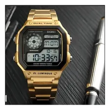 Rel贸gio Masculino Skmei Digital 1335 Dourado Foto mini 4