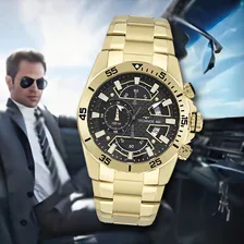 Rel贸gio Masculino Technos Carbon Dourado Pronta Foto mini 2