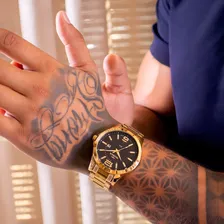 Rel贸gio Masculino Technos Original Dourado Anal贸gico Barato Foto mini 2