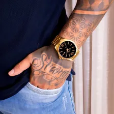 Rel贸gio Masculino Technos Original Dourado Anal贸gico Barato Foto mini 4