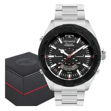 Rel贸gio Masculino Technos Skydiver Professional Prata Anadigi Fundo Preto Foto mini 1