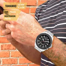 Rel贸gio Masculino Technos Skydiver Professional Prata Anadigi Fundo Preto Foto mini 3