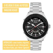 Rel贸gio Masculino Technos Skydiver Professional Prata Anadigi Fundo Preto Foto mini 2