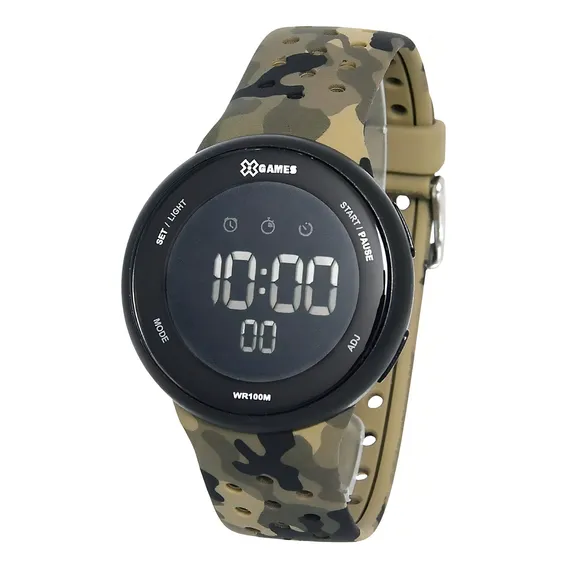 Rel贸gio Masculino X-games Digital Xmppd486 Verde Camuflado Foto 1