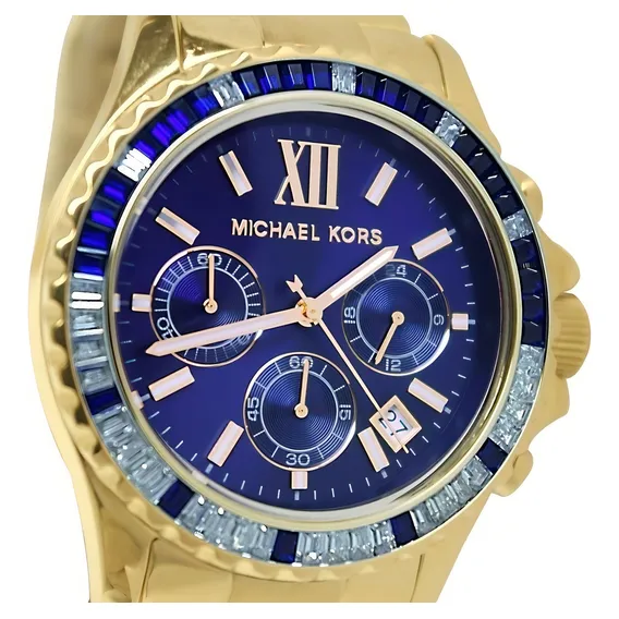 Rel贸gio Michael Kors Mk5754 Everest Dourado Azul Original Cor da correia Prateado Cor do bisel Prateado Foto 1