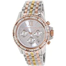 Rel贸gio Michael Kors Mk5876 Everest Dourado Rose Prata Misto Correia $$$ Bisel N茫o Foto mini 3