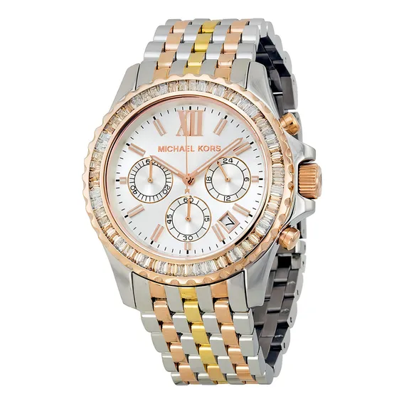 Rel贸gio Michael Kors Mk5876 Everest Dourado Rose Prata Misto Correia $$$ Bisel N茫o Foto 1