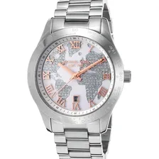 Rel贸gio Michael Kors Mk5958 Layton Prata Eua Correia Prateado Bisel Prateado Fundo Foto mini 1