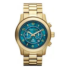 Rel贸gio Michael Kors Mk8315 World Hunger Original Runway Cor da correia Dourado Cor do bisel Dourado Cor do fundo Turquesa Foto mini 1