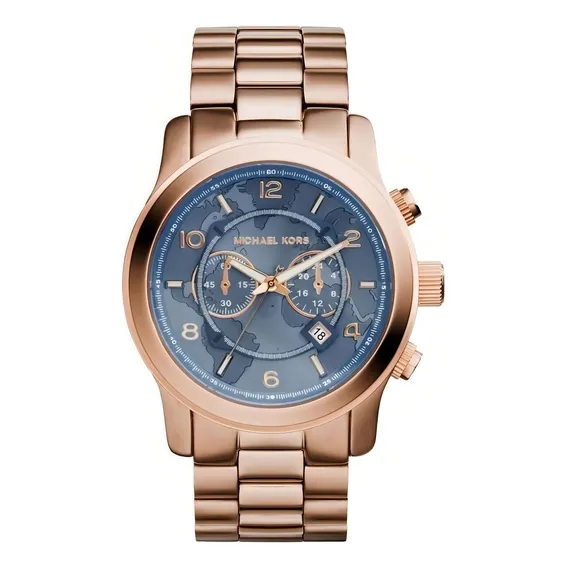 Rel贸gio Michael Kors Mk8358 Rose Azul Completo Original Foto 1