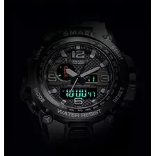 Relógio Militar Masculino Digital Esportivo Smael 1545 Correia Verde Camuflado Foto mini  3