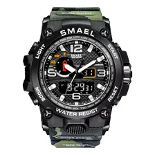 Relógio Militar Masculino Digital Esportivo Smael 1545 Correia Verde Camuflado Foto  mini 1