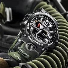 Relógio Militar Masculino Digital Esportivo Smael 1545 Correia Verde Camuflado Foto mini 4