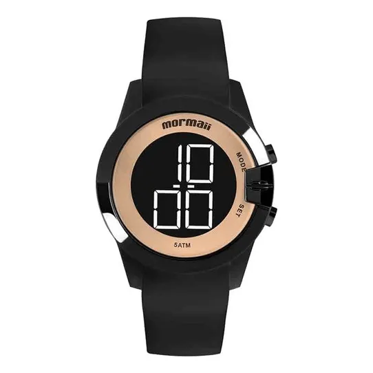 Relógio Mormaii Feminino Digital Mo13001a/8j Preto Dourado Foto 1
