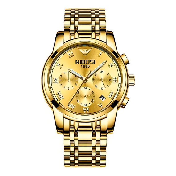 Rel贸gio Nibosi Dourado Foto 1
