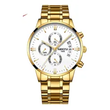 Relógio Nibosi Dourado /aço Inoxidável /fundo Branco 2309 Foto  mini 1