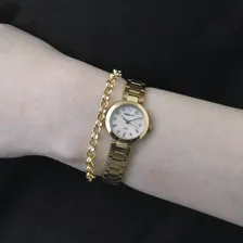 Rel贸gio Orient Feminino Fgss0068 S2kx Dourado Mini Cor do fundo Prata Foto mini 4