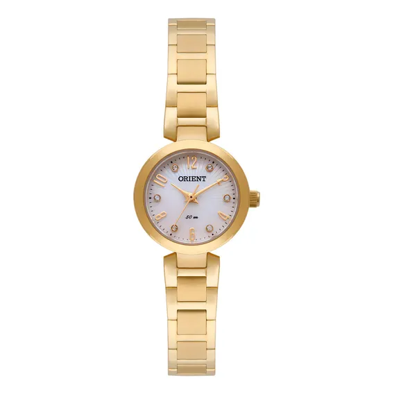 Rel贸gio Orient Feminino Fgss0068 S2kx Dourado Mini Cor do fundo Prata Foto 1