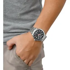 Relógio Orient Masculino Aço Mbss1208 Calendário Correia Prateado Bisel Prateado Fundo Preto Foto mini 3