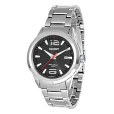 Relógio Orient Masculino Aço Mbss1208 Calendário Correia Prateado Bisel Prateado Fundo Preto Foto mini 1