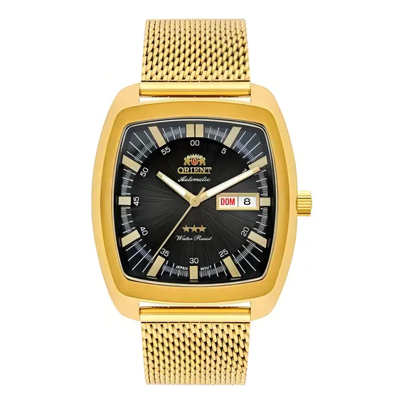 Relógio Orient Masculino Automatico Dourado F49gg030 P1kx Foto 1
