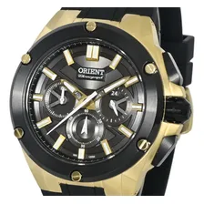 Rel贸gio Orient Masculino Cron贸grafo Dourado 100m Caixa 45mm Foto mini 2