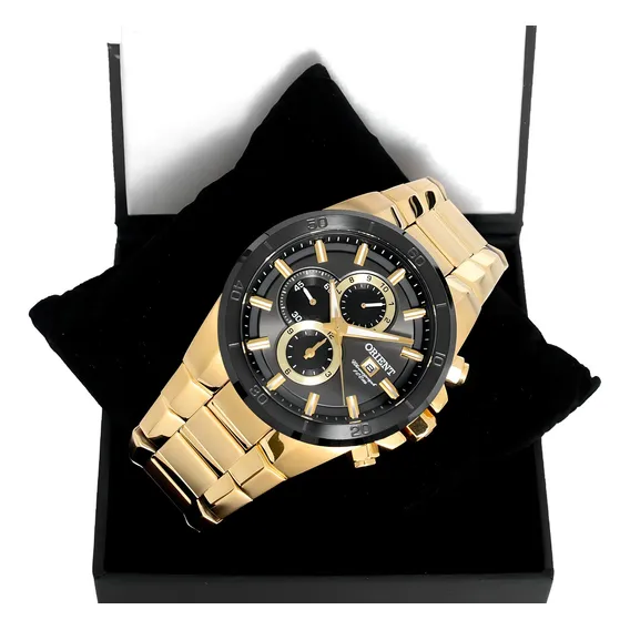 Rel贸gio Orient Masculino Cron贸grafo Mgssc004 G1kx Dourado Foto 1