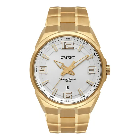 Rel贸gio Orient Masculino Dourado Mgss1162 S2kx Foto 1