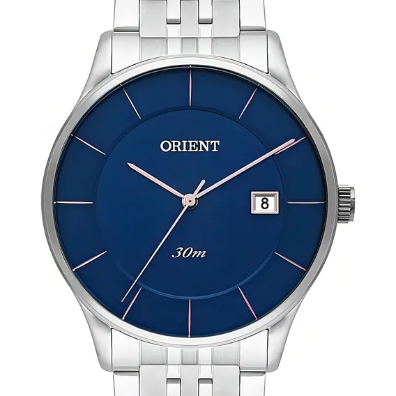 Relogio Orient Masculino Fundo Azul Slim Minimalista Foto 1
