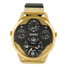 Relogio Orient Masculino Mgsct001 P2px Dourado Couro Preto Foto mini 2