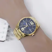Rel贸gio Orient Masculino Mgss1152 D2kx Dourado Azul A莽o Foto mini 3