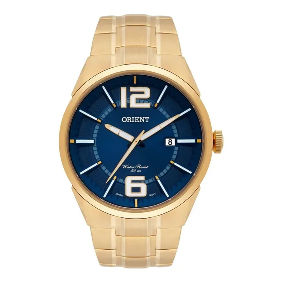 Rel贸gio Orient Masculino Mgss1152 D2kx Dourado Azul A莽o Foto 1