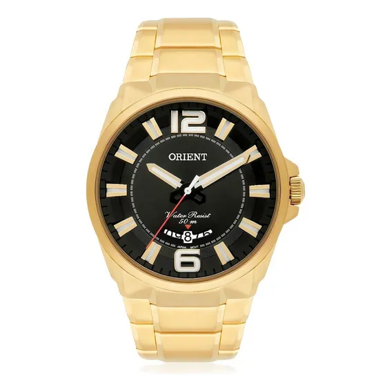 Relogio Orient Masculino Mgss1157 P2kx Dourado Preto Foto 1