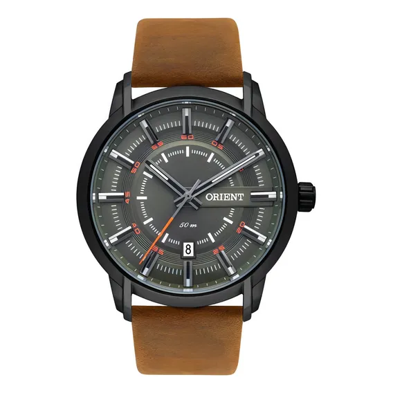 Relógio Orient Masculino Mpsc1006 E1mx Preto Verde Couro Correia Marrom Foto 1