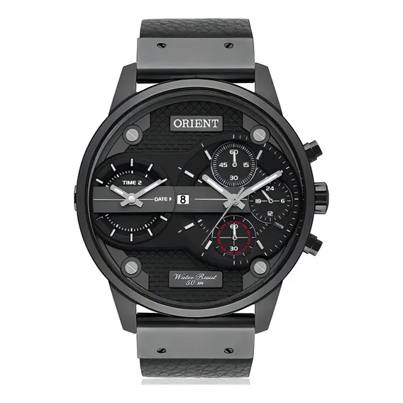 Relogio Orient Masculino Mpsct001 P1px Preto Couro Cronograf Foto 1
